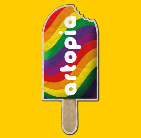 Originales ARTOPIA-Logo: ein buntes Regenbogen-Eis am Stiel